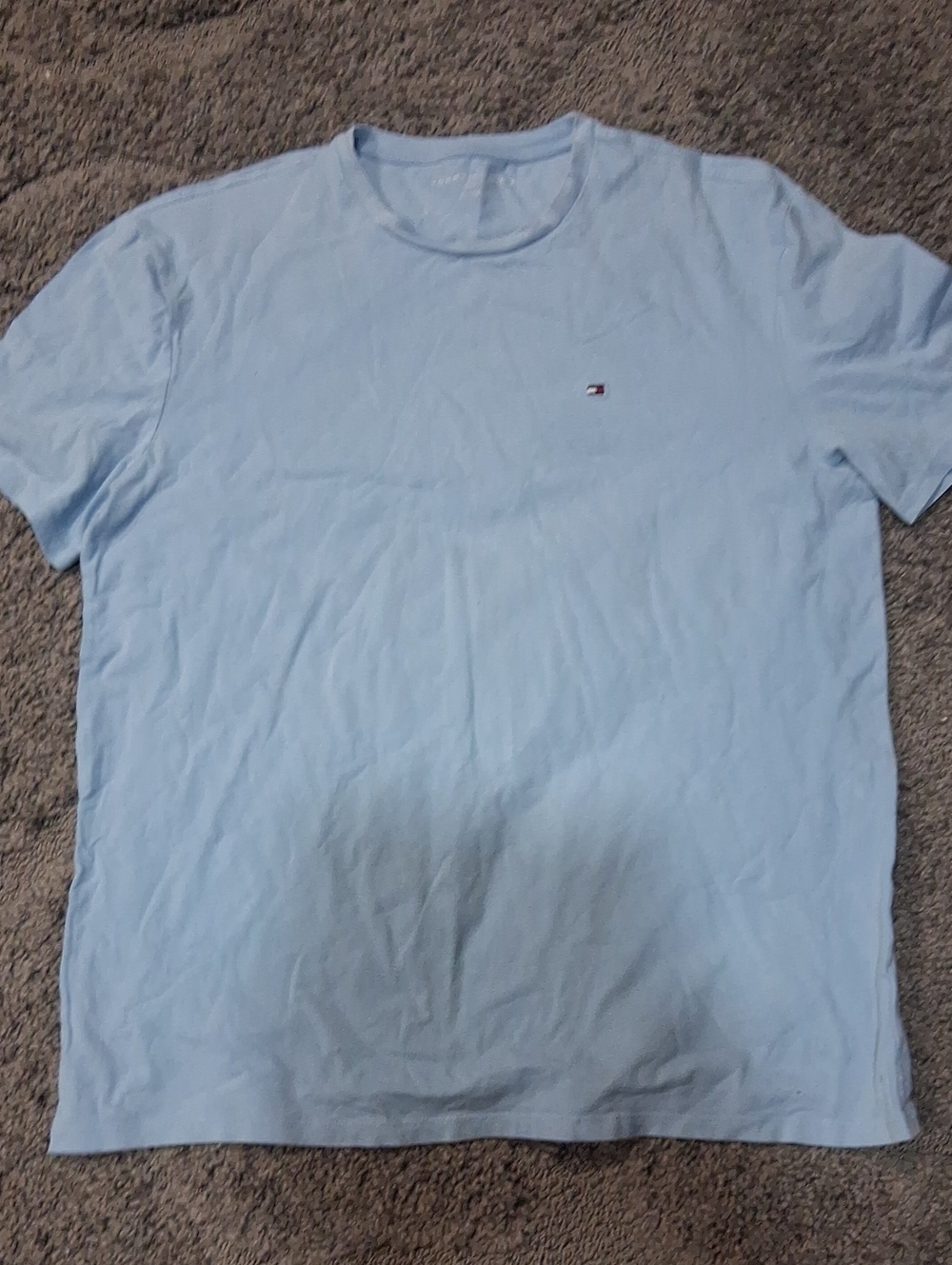 Tommy Hilfiger Light Blue Crewneck Tee with Flag Emblem